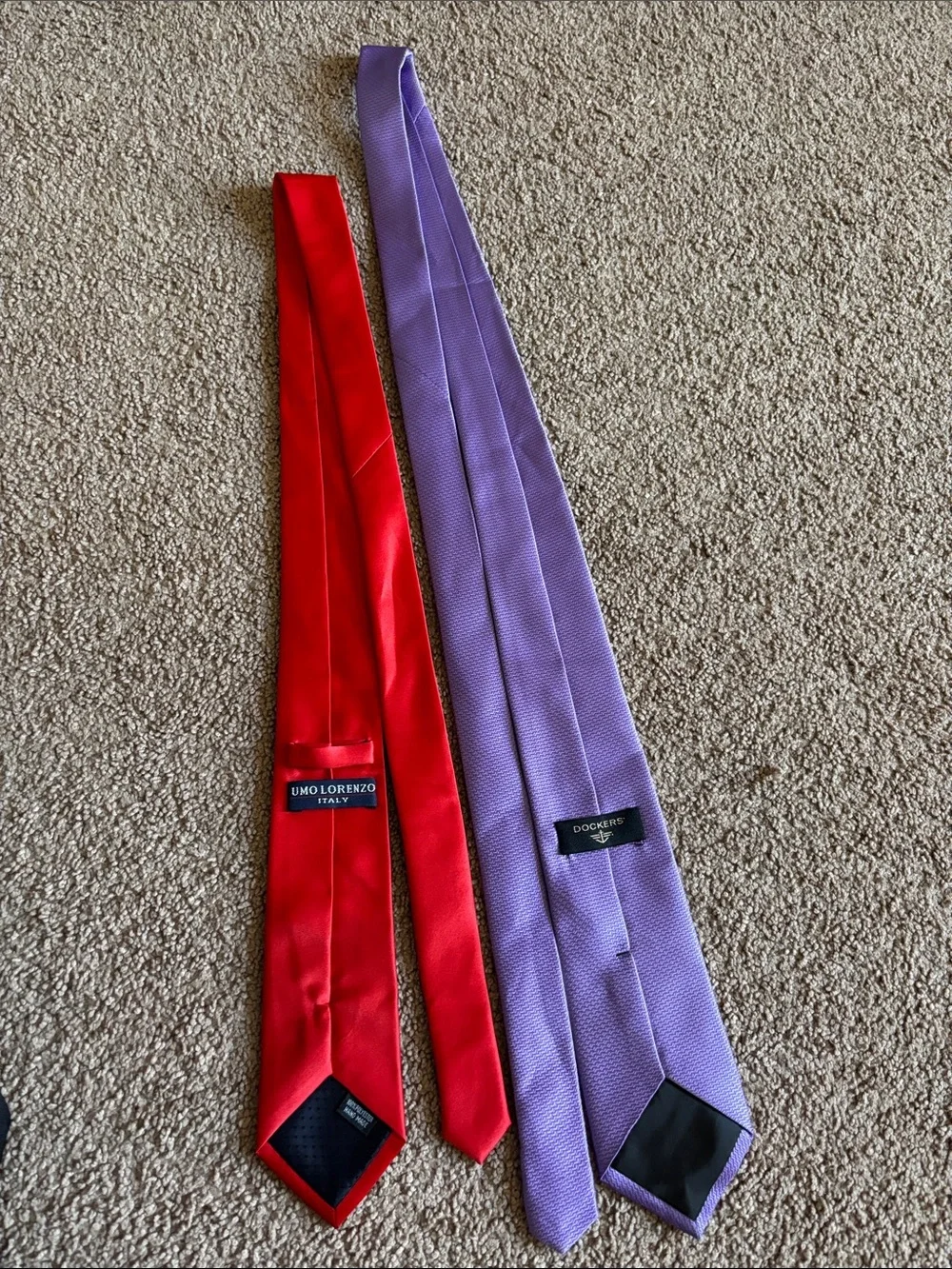 #285 Red and Lavender Polyester Neckties - Set of 2